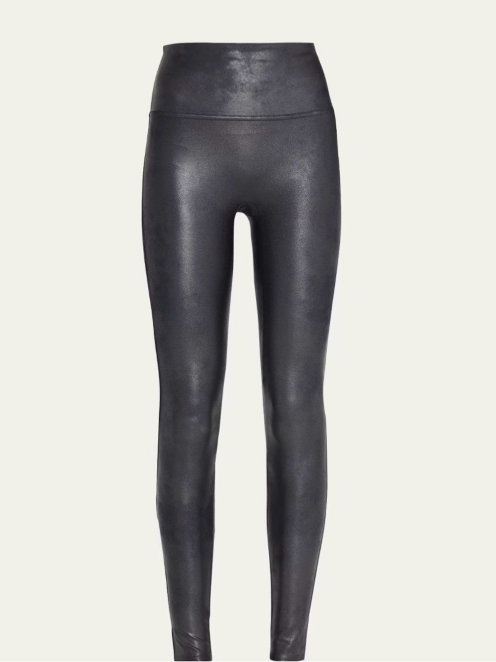 High-Waist Faux Leather Leggings - Black